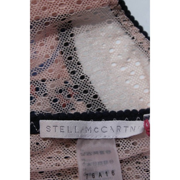 Stella McCartney Lace Balconette Bra Bikini Set Pink Black 34B Small - Picture 11 of 15